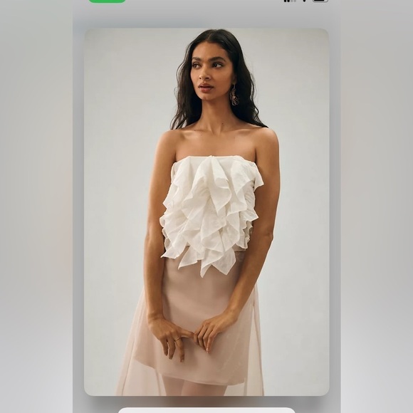 NWT Anthropologie White Ruffle Sleeveless Top Large - Picture 2 of 5